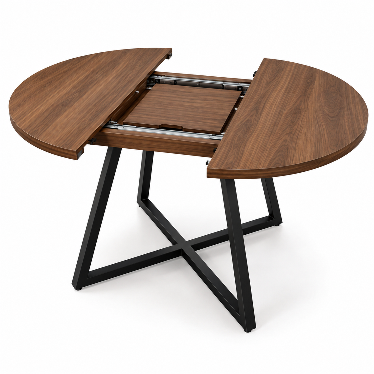 Table Extensible Naya – Effet Noyer & Métal Noir