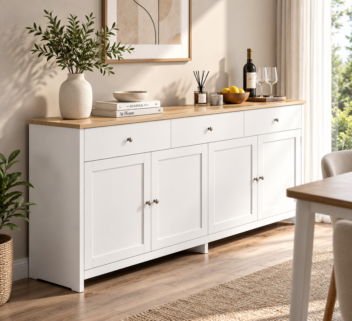 Buffet Élégance Nórdica – Blanc & Bois Naturel