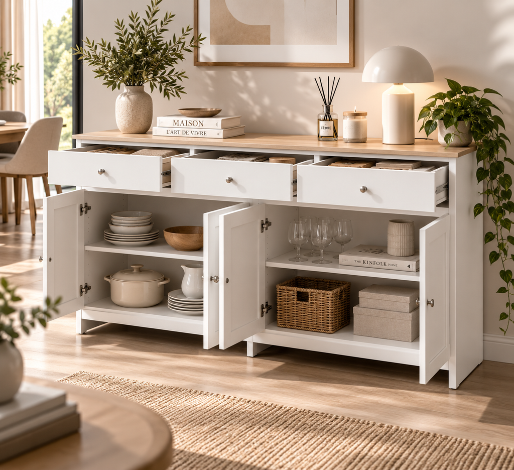 Buffet Élégance Nórdica – Blanc & Bois Naturel
