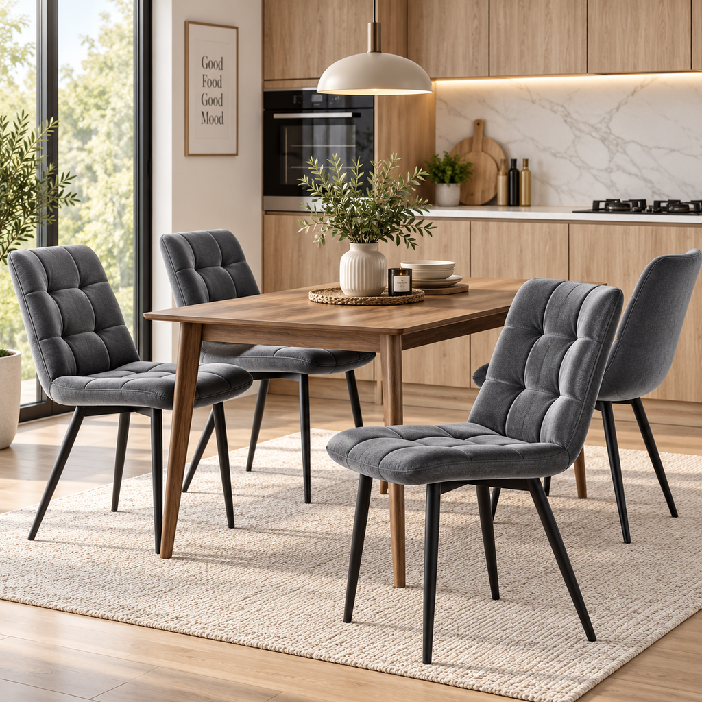 Chaise Elora — Lot de 4 | Velours Capitonné