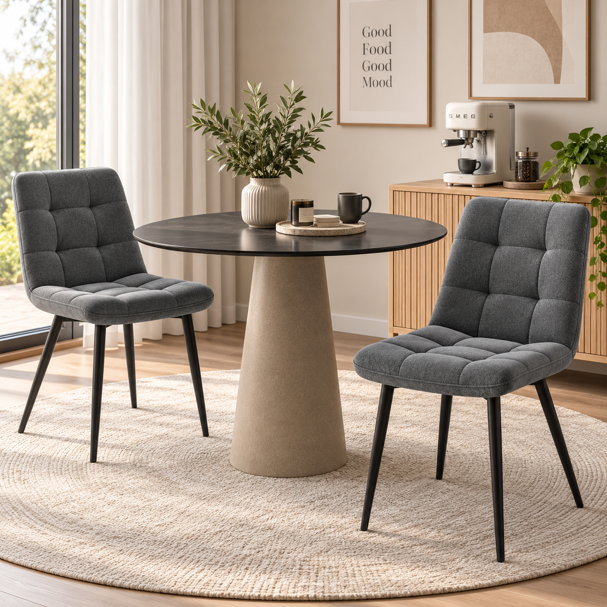 Chaise Elora — Lot de 4 | Velours Capitonné
