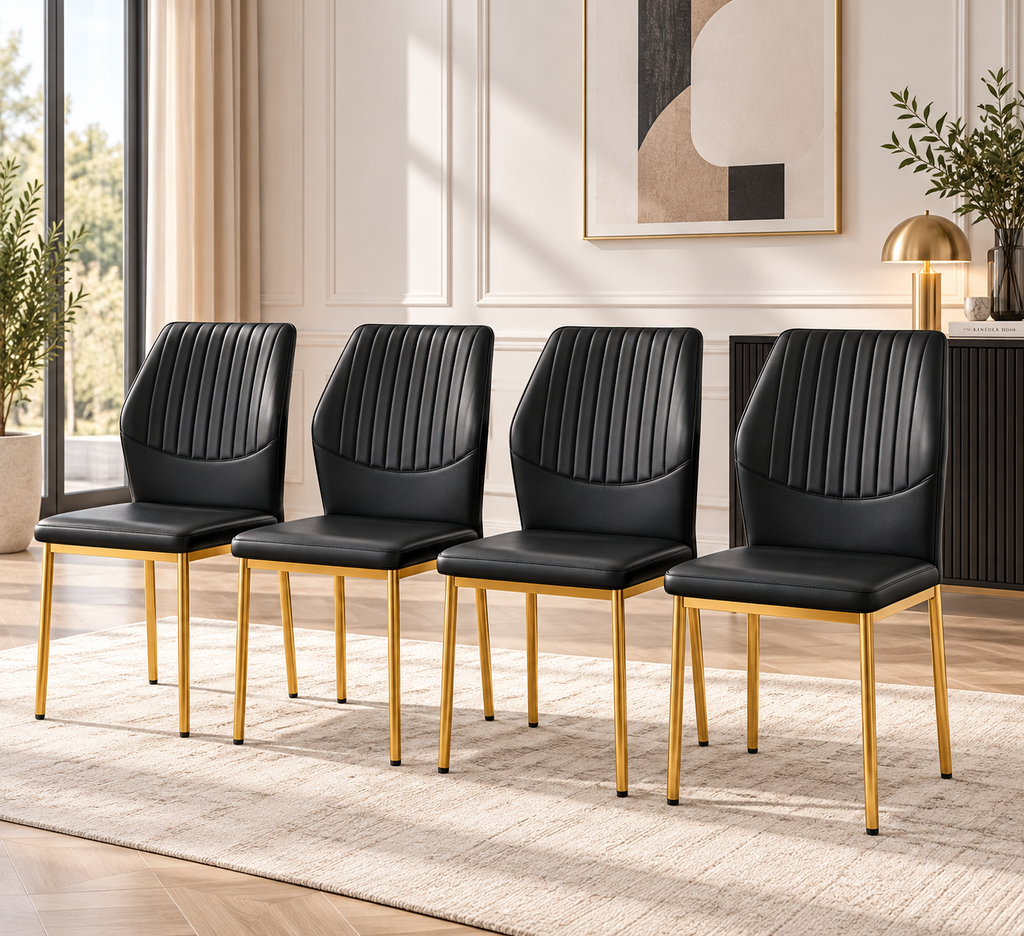 Chaise Éloria — Lot de 4 | Noir & Doré