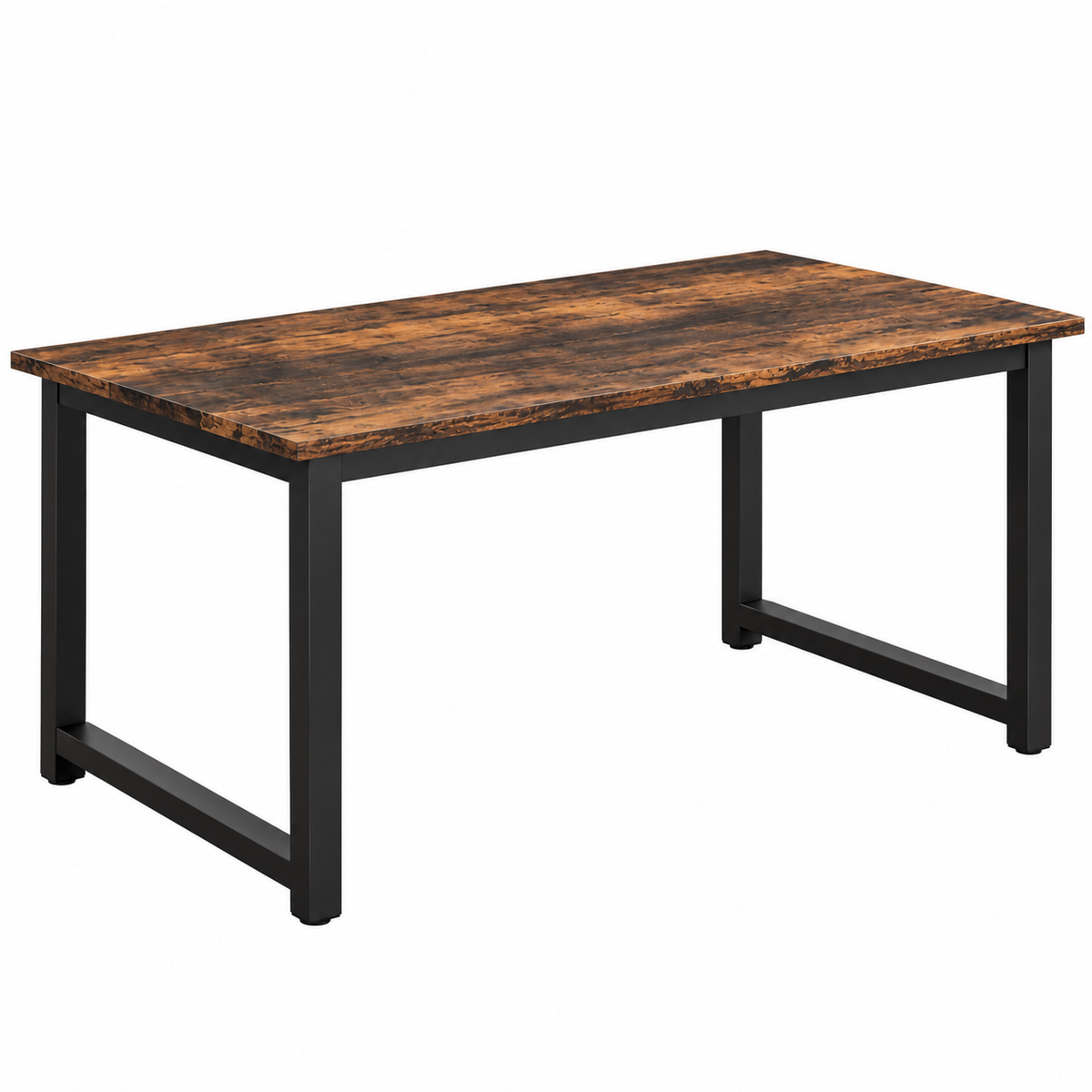 Table à Manger Sienna – Effet Bois Foncé & Métal Noir