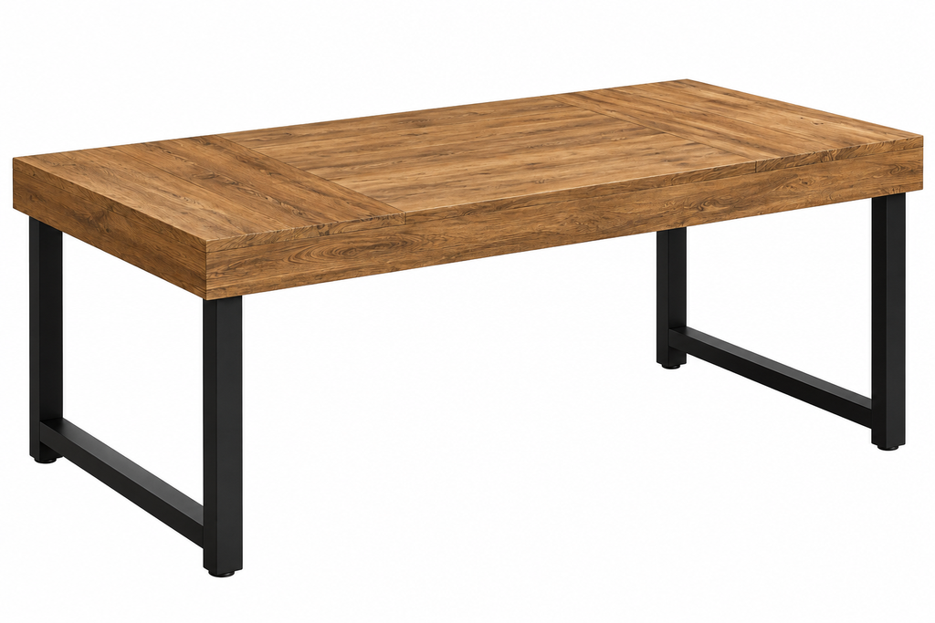 Table à Manger Elora – Effet Bois & Métal Noir