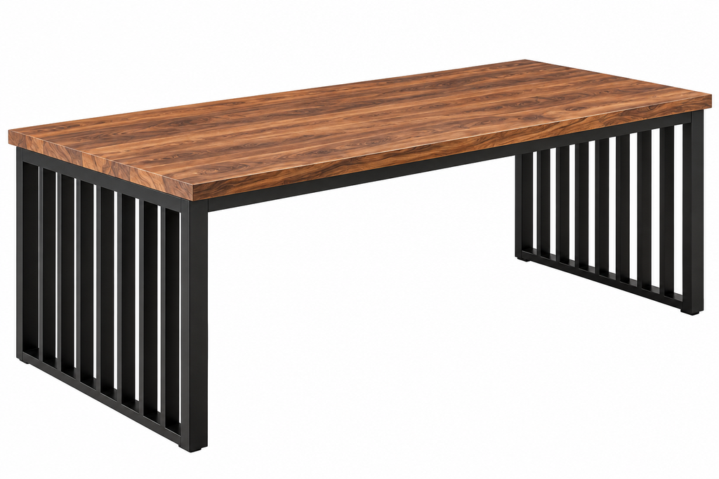 Table à Manger Veyra – Bois Noyer & Métal Noir