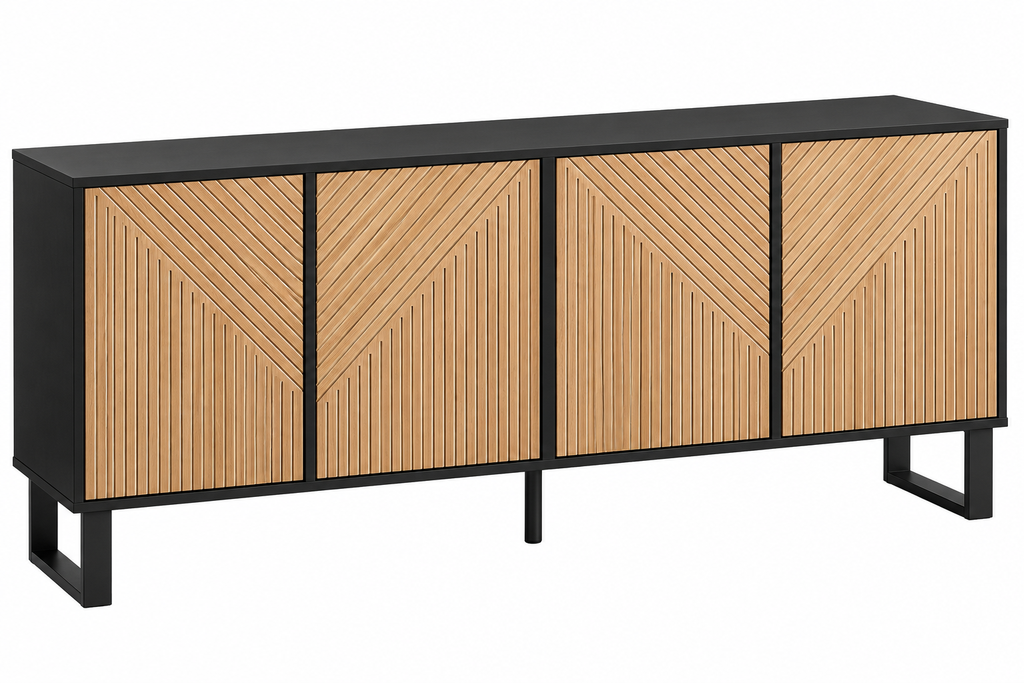 Buffet Sélène – Bois Naturel & Métal Noir